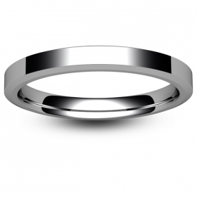 Flat Court Chamfered Edge -  2mm Palladium Wedding Ring 
